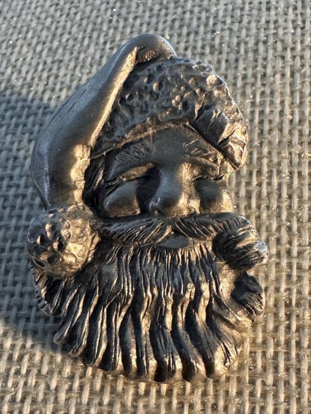 Vintage KCD Santa Head Pewter Lapel Pin Brooch